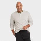 Men's Tall Standard Fit Long Sleeve Henley T-shirt - Goodfellow & Co Beige