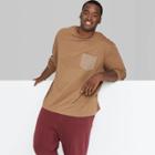 Adult Extended Size Colorblock Regular Fit Crewneck Long Sleeve T-shirt - Original Use Tan