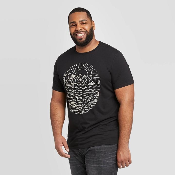 Men's Tall Island Waves Standard Fit Short Sleeve Crew Neck T-shirt - Goodfellow & Co Black