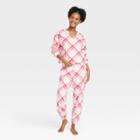 Women's Plaid Fleece Lounge Jogger Pants - Colsie Pink