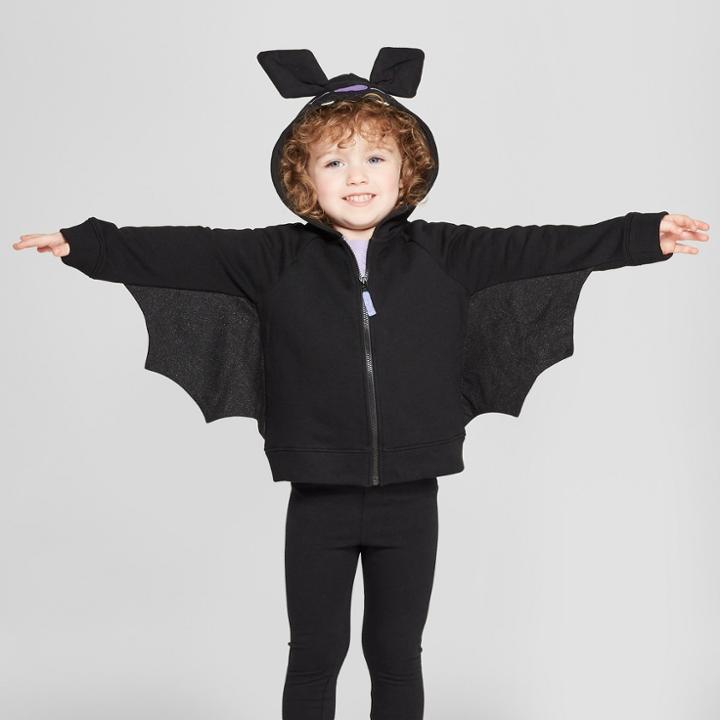 Toddler Girls' Bat Hoodie Sweatshirt - Cat & Jack Black