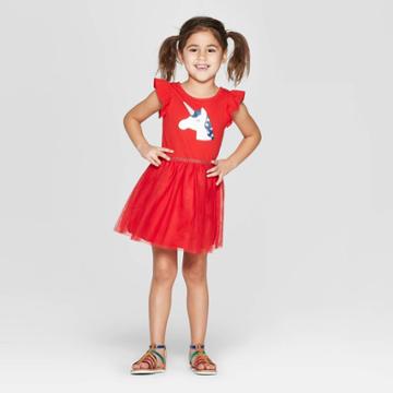 Toddler Girls' 'unicorn' A Line Dress - Cat & Jack Red