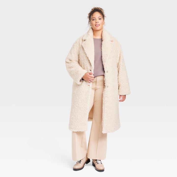 Women's Plus Size Curly Faux Fur Jacket - A New Day