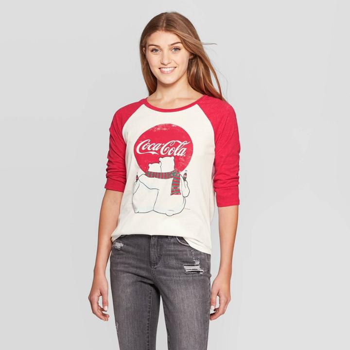 Women's Coca-cola 3/4 Sleeve Graphic T-shirt (juniors') - White
