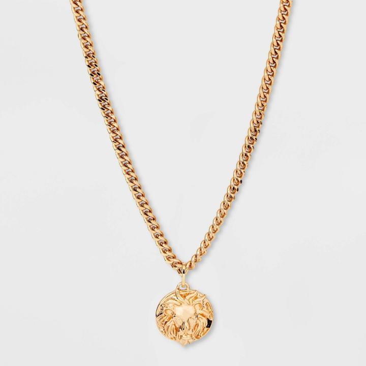 Lion Medallion Charm Chain Necklace - Wild Fable Gold