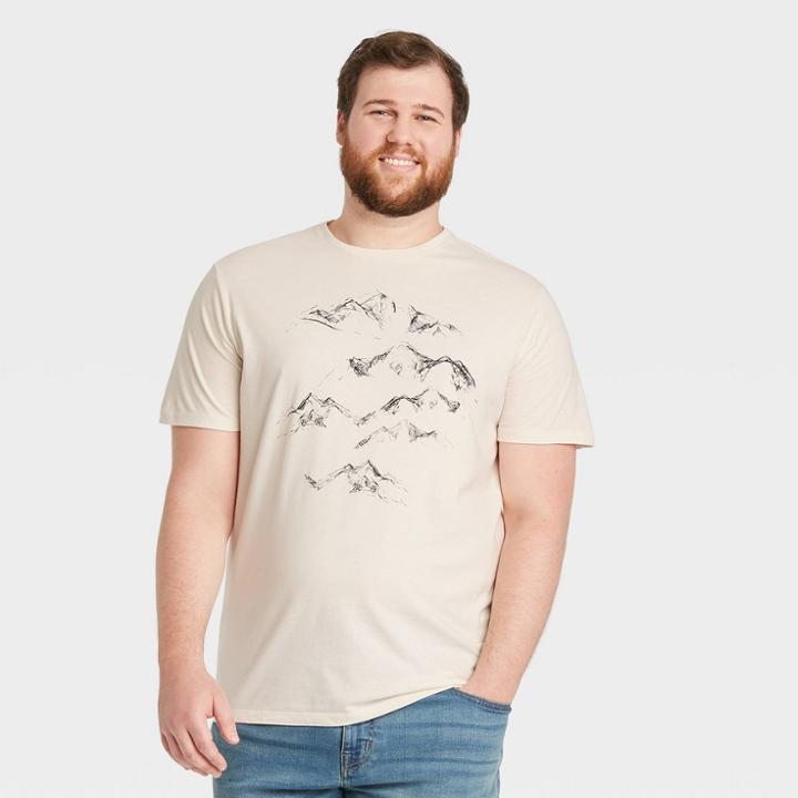 Men's Big & Tall Printed Standard Fit Short Sleeve Crewneck T-shirt - Goodfellow & Co Ivory/tree