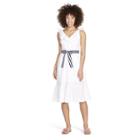 Women's Sleeveless Ruffle Tie Waisted Midi V-neck Dress - White Xs - Vineyard Vines For Target