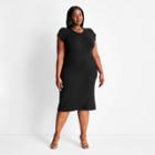 Women's Plus Size Short Sleeve Open Back Sweater Dress - Future Collective With Kahlana Barfield Brown Black