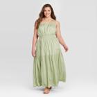 Women's Plus Size Sleeveless Smocked Dress - Universal Thread Green 1x, Women's,