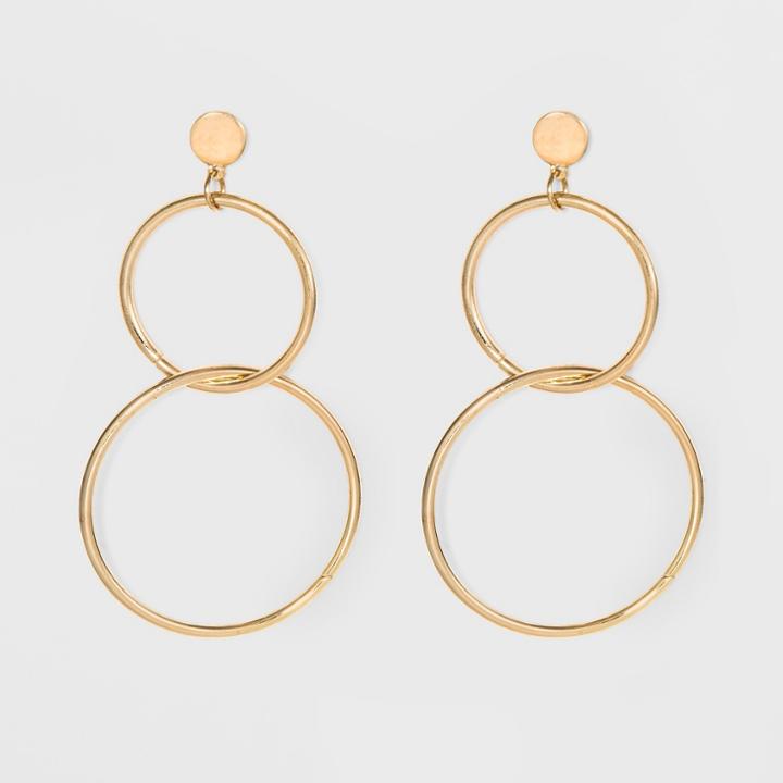 Double Link Drop On Post Earrings - A New Day Gold