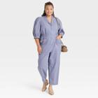 Women's Plus Size Puff 3/4 Sleeve Boilersuit - Universal Thread Blue