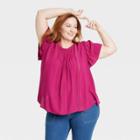 Women's Plus Size Flutter Sleeve Eyelet Embroidered Top - Knox Rose