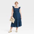 Women's Plus Size Flutter Sleeveless Dress - Universal Thread Navy Blue