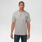 Dickies Men's Cotton Heavyweight Short Sleeve Pocket Henley Shirt- Heather Gray