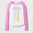Grayson Social Girls' Battery Phone Moods Long Sleeve Raglan T-shirt - White