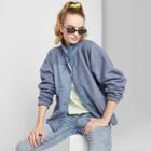 Women's Snap Up Sherpa Jacket - Wild Fable Blue