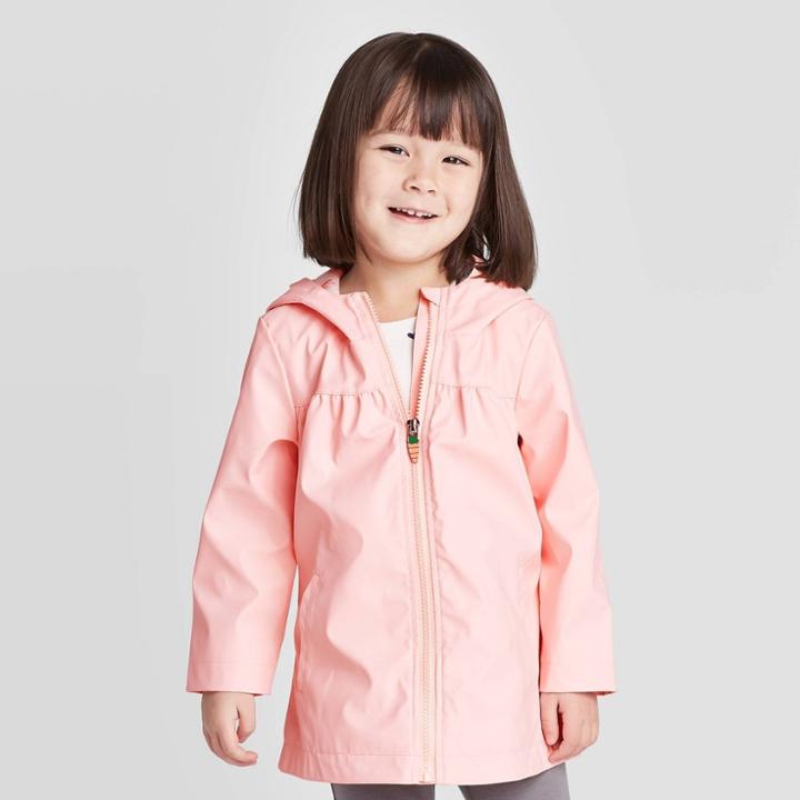 Toddler Girls' Bunny Ears Rain Jacket - Cat & Jack Peach 18m, Toddler Girl's, Pink