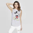 Women's Disney Mickey Striped Tank Top (juniors') - Gray/white