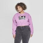 Women's Mtv Screen Plus Size Cropped Crew Neck Sweatshirt (juniors') - Purple