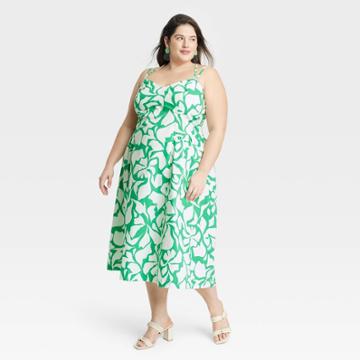 Women's Sleeveless Dress - A New Day Green Floral