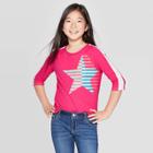 Girls' 3/4 Sleeve Star Baseball T-shirt - Cat & Jack Dark Pink