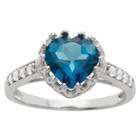 1 3/4 Tcw Tiara Heart-cut Sapphire Crown Ring In Sterling Silver - (6), Women's, Blue