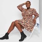 Women's Plus Size Long Sleeve Wrap Dress - Wild Fable Floral Blush Peach 1x, Floral Blush Pink