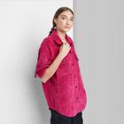 Women's Button-front Cord Shirt Jacket - Wild Fable Magenta