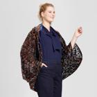 Women's Plus Size Velvet Floral Kimono - A New Day Black,