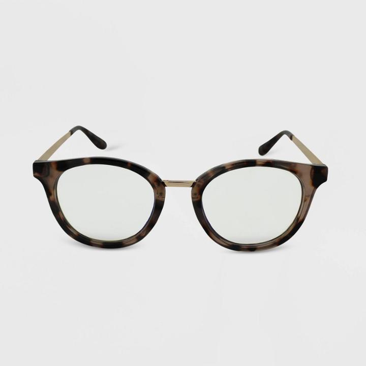 Women's Round Tortoise Print Blue Light Filtering Glasses - Wild Fable Brown