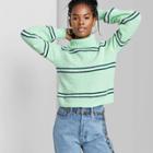 Women's Striped Turtleneck Pullover Sweater - Wild Fable Green