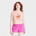 Women's Strawberry Shortcake Cutie Pie Short Sleeve Graphic Baby T-shirt - Light Orange