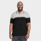 Men's Tall Colorblock Standard Fit Short Sleeve Sweater Polo - Goodfellow & Co Black