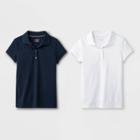 Girls' 2pk Short Sleeve Pique Uniform Polo Shirt - Cat & Jack Blue