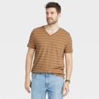 Men's Printed Standard Fit Short Sleeve V-neck T-shirt - Goodfellow & Co Brown/jacquard
