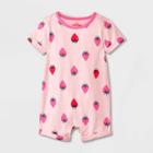 Baby Girls' Strawberry Short Sleeve Romper - Cat & Jack Pink Newborn