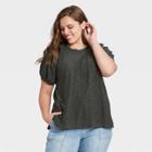 Women's Plus Size Short Sleeve Crewneck Pullover Sweater - Universal Thread Gray