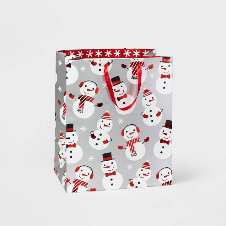 Jumbo Snowman Gift Bag Red White & Silver - Wondershop