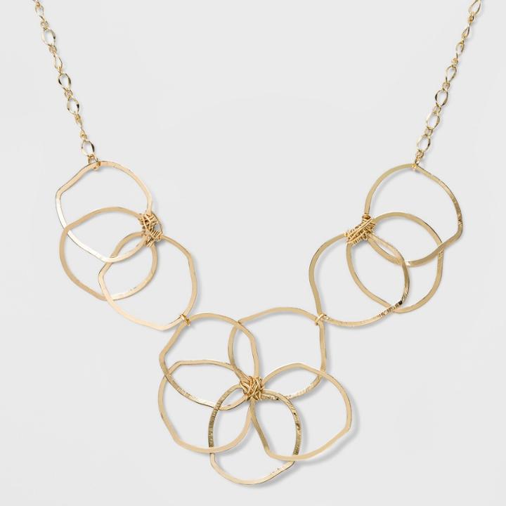 Statement Wire Flower Frontal Necklace - A New Day Gold