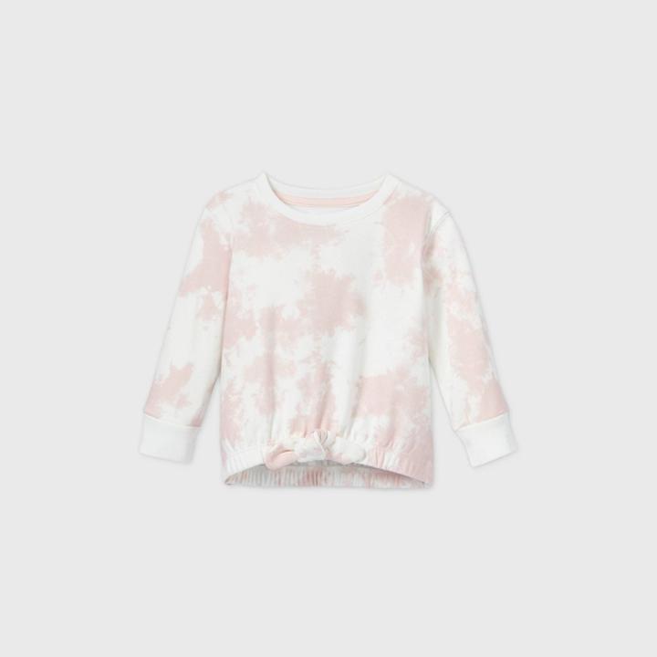 Grayson Mini Toddler Girls' Tie-dye Tie-bottom Sweatshirt - Pink