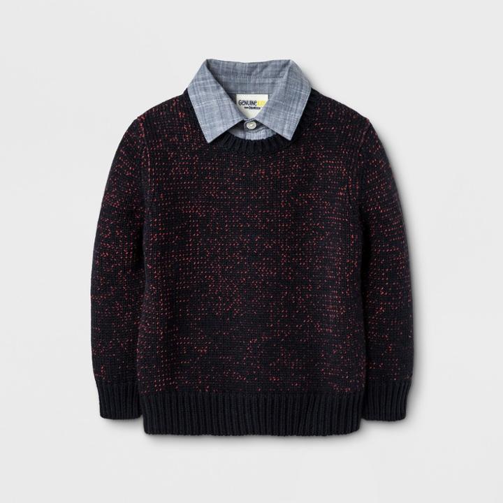 Toddler Boys' Sweater With Shirt Collar Genuine Kids From Oshkosh - Navy/red