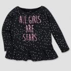 Gerber Toddler Girls' Long Sleeve T-shirt Girls Are Stars - Black