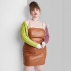 Women's Plus Size Sleeveless Faux Leather Bodycon Dress - Wild Fable Copper Brown