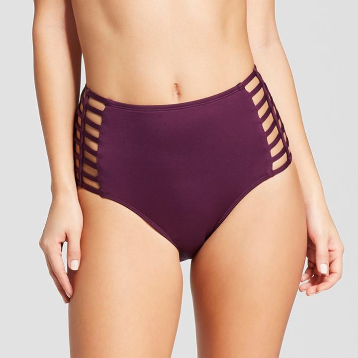 Mossimo Women's Strappy High Waist Bikini Bottom - Merlot -