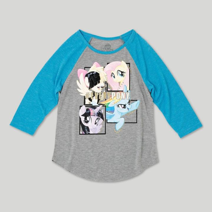 Girls' My Little Pony 3/4 Sleeve Raglan T-shirt - Heather Gray