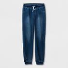 Girls' Adaptive Knit Medium Wash Denim Jogger Pants - Cat & Jack Blue