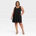 Women's Plus Size Sleeveless Babydoll Dress - Ava & Viv Black