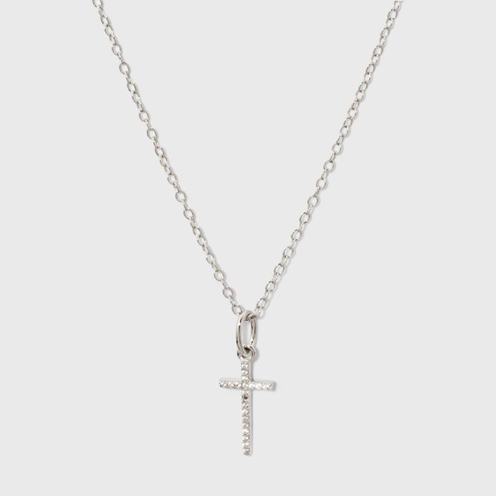Sterling Silver Pave Cubic Zirconia Cross Pendant - A New Day