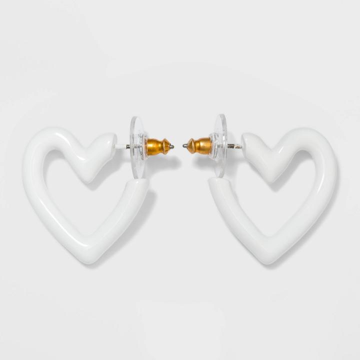 Sugarfix By Baublebar Mini Enamel Heart Earrings - White, Women's