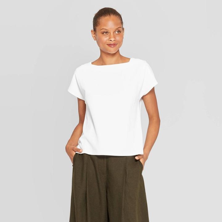 Target Women's Short Sleeve Crewneck Seamed T-shirt - Prologue White